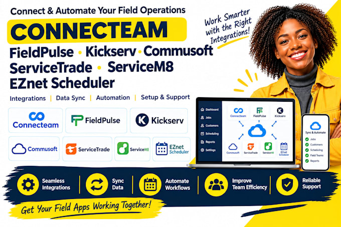 connecteam fieldpulse kickserv commusoft servicetrade servicem8 eznet scheduler