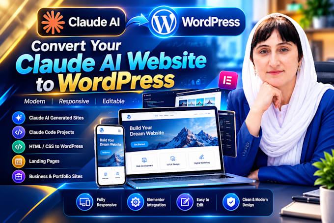 convert claude ai website to editable wordpress website