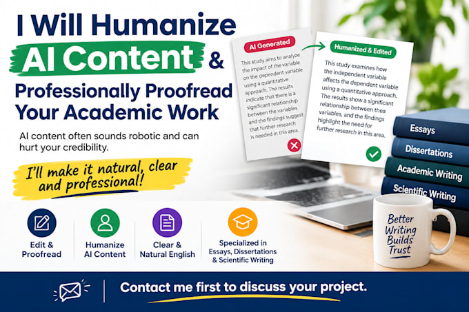 do humanize ai content, edit books and proofreading