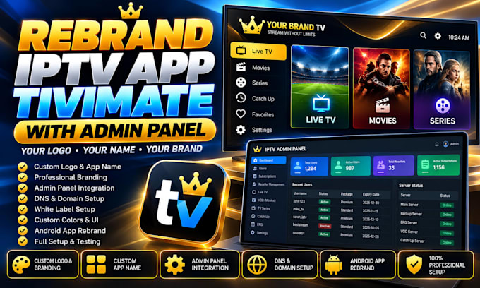 rebrand iptv app tivimate with admin panel