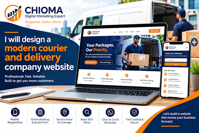 design a modern courier and delivery company website