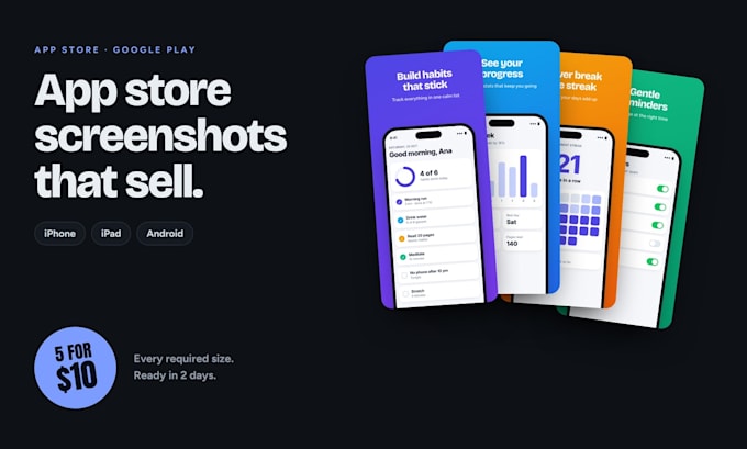 design app store and play store screenshots for your ios or android app