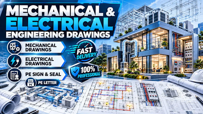 do mechanical and electrical engineering drawings, sign and seal with pe letter