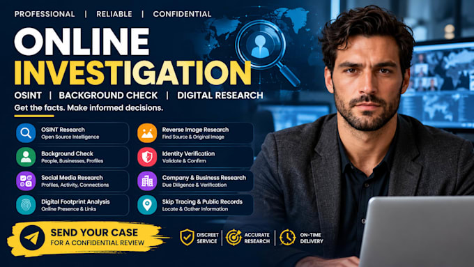 do online investigation, osint, background check and digital forensics