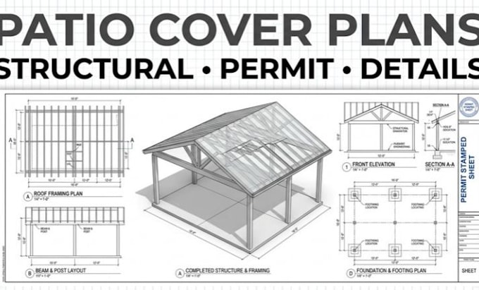 design patio cover structural drawings and permit plans
