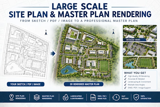 l do large scale site plan and master plan rendering