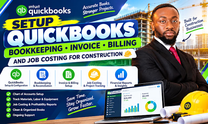 setup quickbooks bookkeeping invoice billing and job costing for construction
