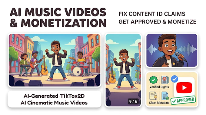 create ai music video and fix youtube content id