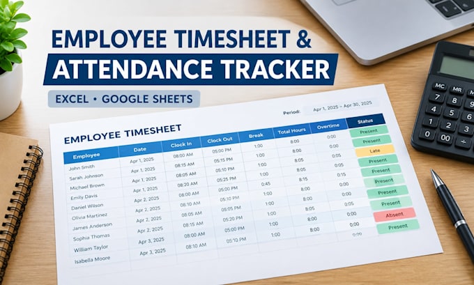 create an employee timesheet spreadsheet attendance and payroll tracker in excel