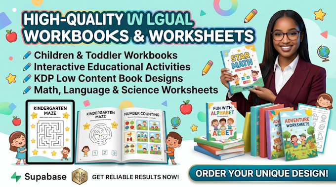 create children workbook, interactive educational workbook, worksheet, KDP book