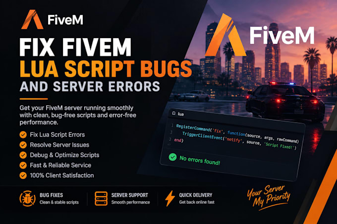 fix fivem lua script bugs and sever errors