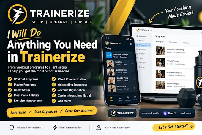 do anything you need in trainerize, workout programs and client setup