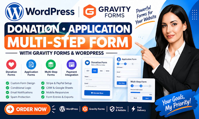 create gravity forms wordpress donation application multi step form