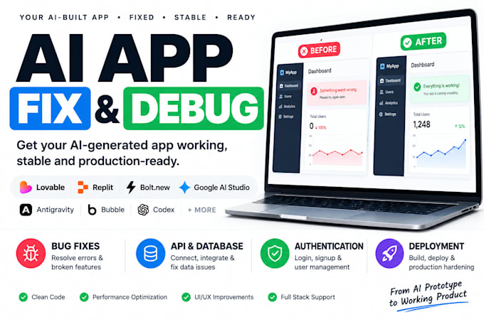 fix vibe coding, bubble io, antigravity, vibe coded app repair, codex, bolt new