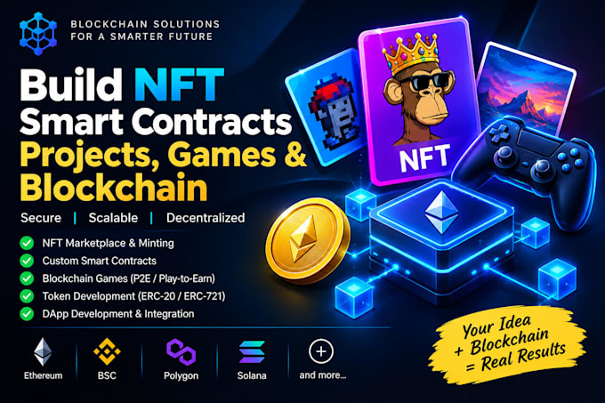 build nft smart contracts project, games and blockchain