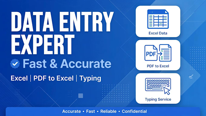 do fast and accurate data entry typing and excel work
