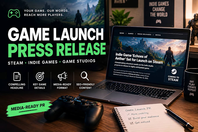 write a professional press release for your game launch