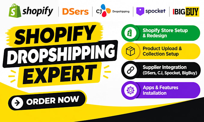 build ecommerce shopify dropshipping website redesign via dsers spocket bigbuy