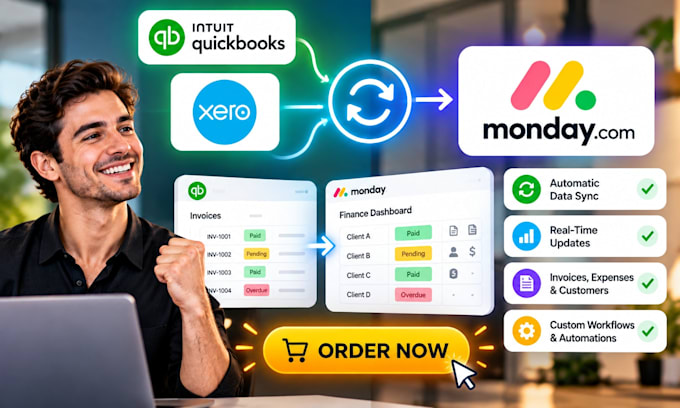 integrate quickbooks online or xero with monday com for automated data sync