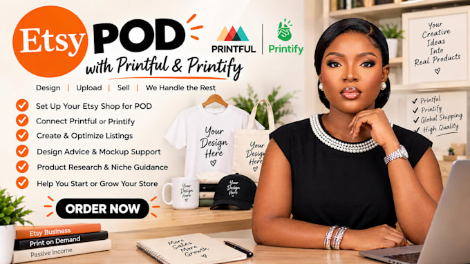 set up etsy pod with printful printify and optimized listings
