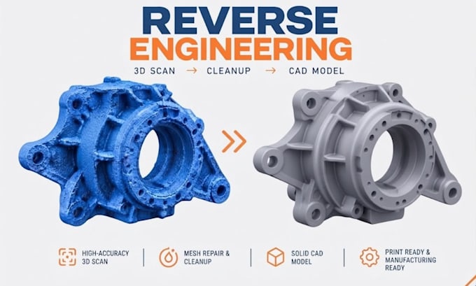 3d scan to cad, reverse engineering, stl to step and mechanical cad modeling