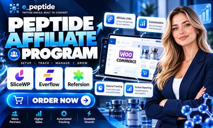 slicewp everflow refersion affiliate program for peptide store on woocommerce