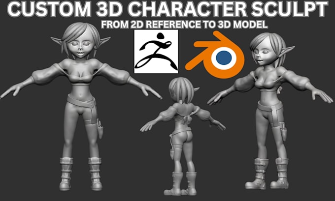 sculpt custom 3d characters from 2d references for 3d printing