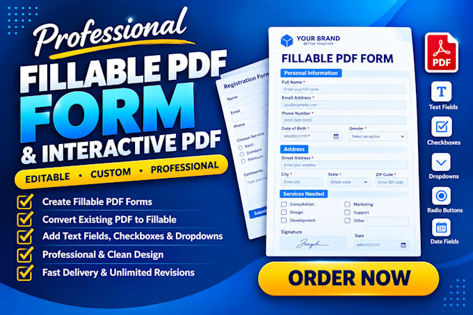 create a professional fillable PDF form and interactive PDF
