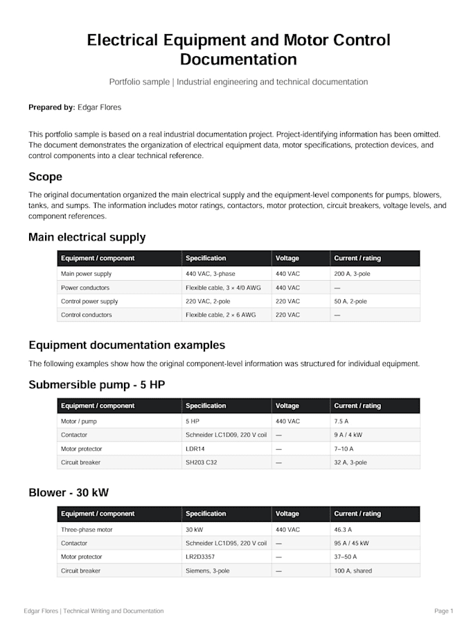 write technical documentation for engineering projects