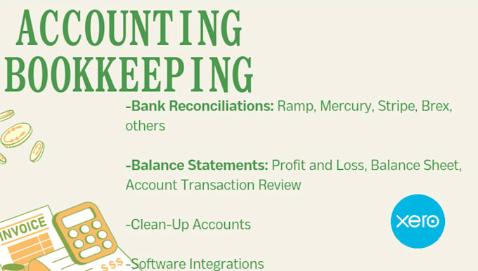 do full monthly bookkeeping, bank reconciliation and app integration