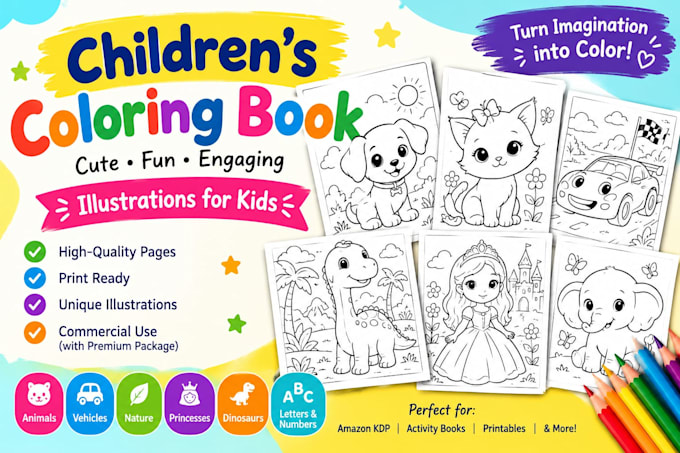 create cute and fun coloring book pages for kids