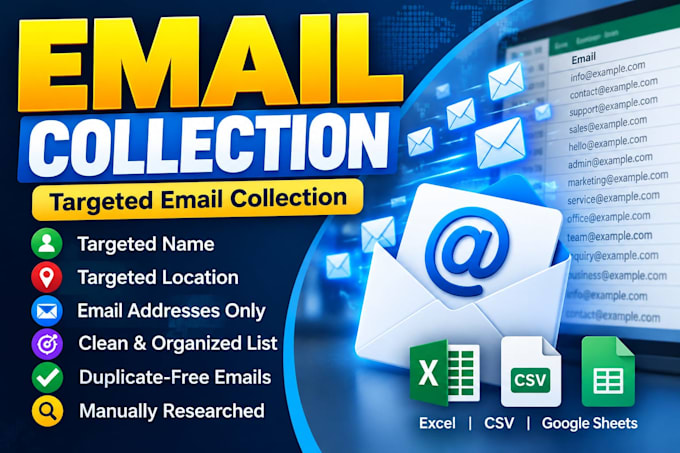 collect targeted emails, lead generation and data collection