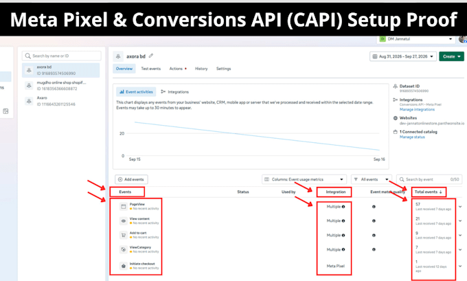 set up meta pixel, conversion API and website conversion tracking