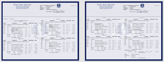 design school transcript, college transcript, and university transcript