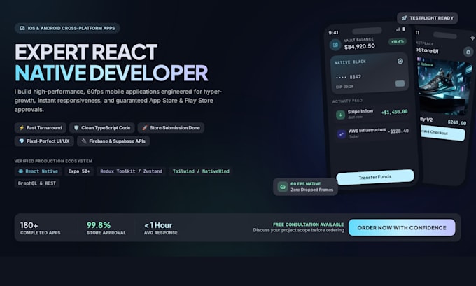 develop android and ios apps using react native