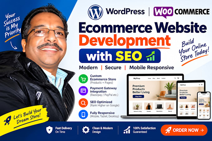 create a woocommerce wordpress ecommerce website with SEO