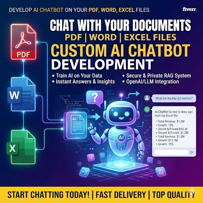 develop ai chatbot on your PDF, word, excel files