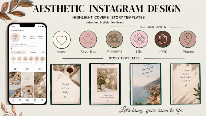 create elegant instagram highlight covers or story templates