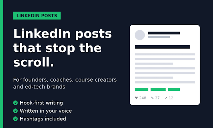 write linkedin posts for founders, coaches, and edtech brands