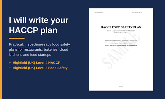 write a haccp plan for your food business
