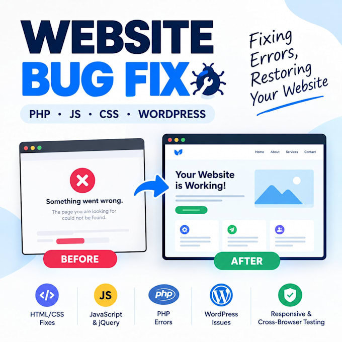 fix the bugs in websites