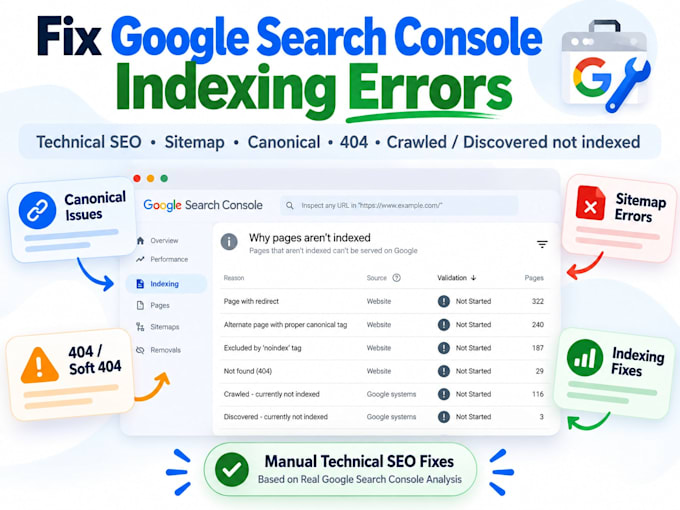 fix google search console indexing and technical SEO errors