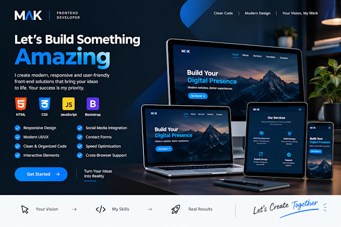 build a responsive frontend website using HTML,CSS and other