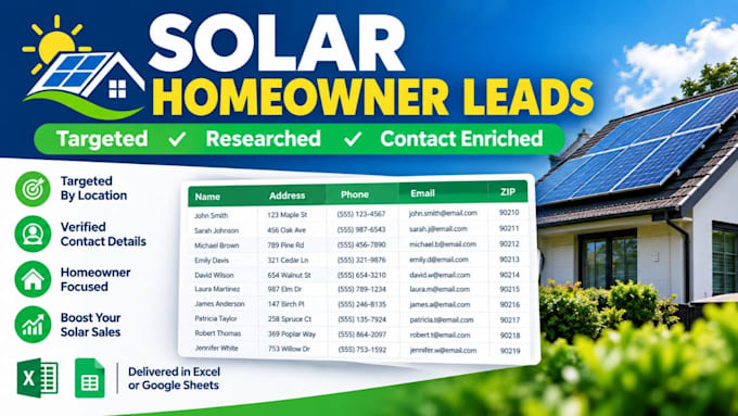 generate targeted solar homeowner leads with qualifying verified contacts