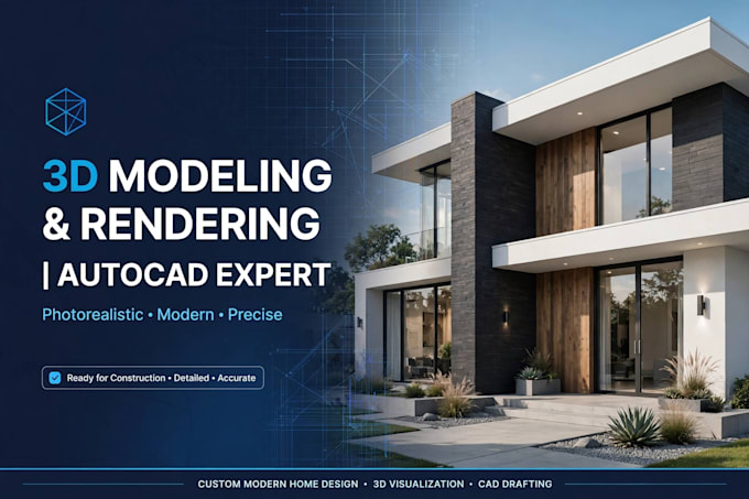 autocad 2d floor plan and 3d house modeling