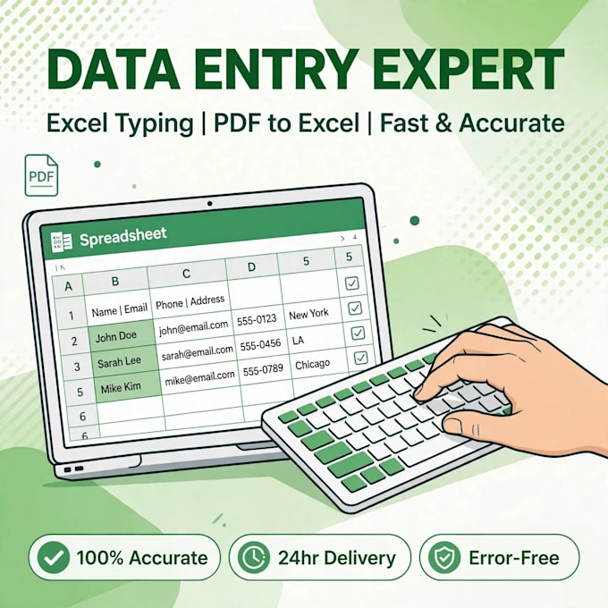 do accurate data entry excel typing pdf to excel