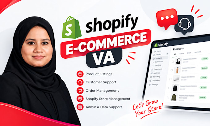 be your shopify virtual assistant, shopify store manager