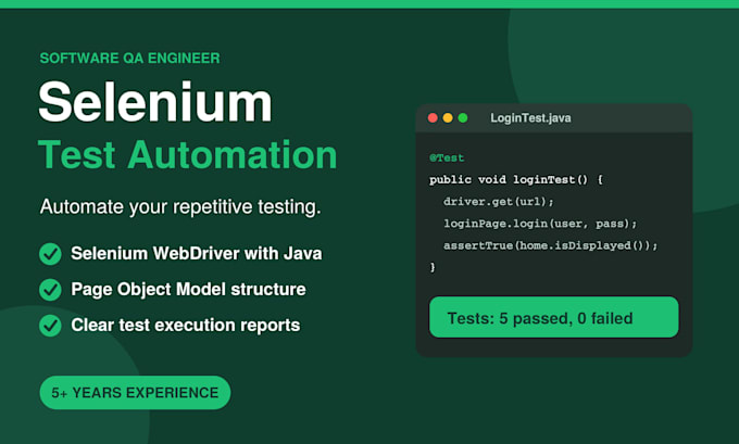 build selenium java automation tests for your web application