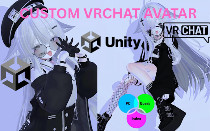 custom 3d vrchat avatar vrc character model furry avatar rigging and expressions