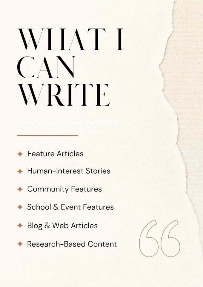 write engaging and well researched feature articles
